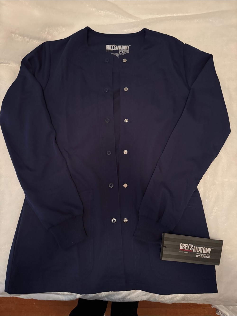 Grey's Anatomy Navy Button-Front Scrub Jacket